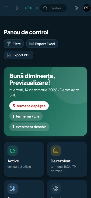 Panoul de control pe telefon